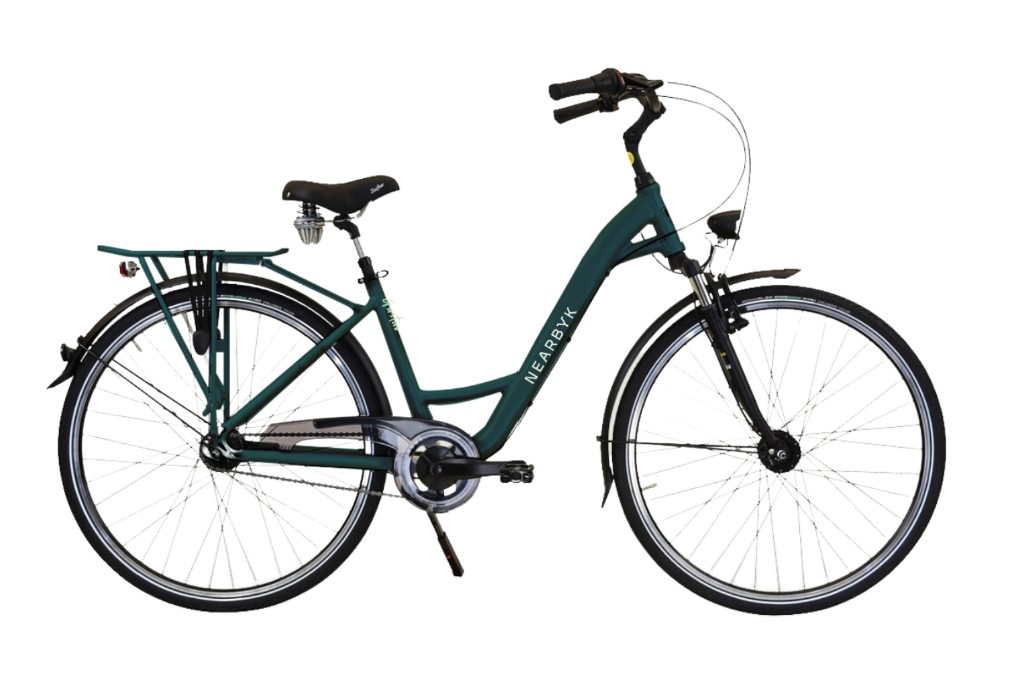 Modernes Citybike GUSTAV von NEARBYK mit tiefem Einstieg, Nabenschaltung und Komfortsattel – zuverlässiges Leihfahrrad für Touren mit simply out tours im Ruhrgebiet.